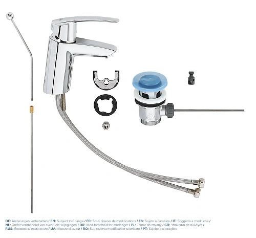 Смеситель для раковины GROHE Start с донным клапаном, S-size, хром (32559001) Смеситель для раковины GROHE Start с донным клапаном, S-size, хром (32559001)