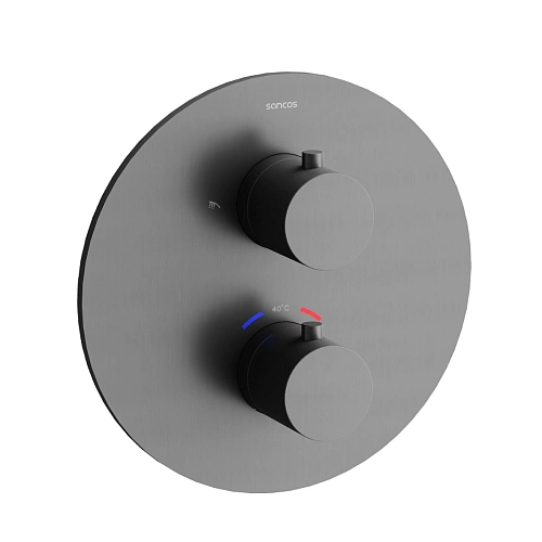 Душевая система Sancos Etna SC9010GG с термостатом, с внутренней частью, вороненая сталь Душевая система Sancos Etna SC9010GG с термостатом, с внутренней частью, вороненая сталь