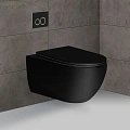 Унитаз подвесной Vincea Evo VT1-34MB безободковый, матовый черный, ультратонкое soft-close сиденье Унитаз подвесной Vincea Evo VT1-34MB безободковый, матовый черный, ультратонкое soft-close сиденье