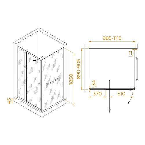 Душевой уголок RGW PA-44-1 (PA-02 + Z-060-1) 1000x900 мм 410844109-011 хром Easy Clean Душевой уголок RGW PA-44-1 (PA-02 + Z-060-1) 1000x900 мм 410844109-011 хром Easy Clean