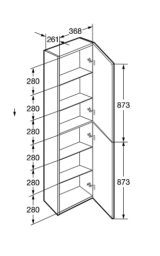 Шкаф-пенал Roca Ona 1750 серый матовый A857635510 Шкаф-пенал Roca Ona 1750 серый матовый A857635510
