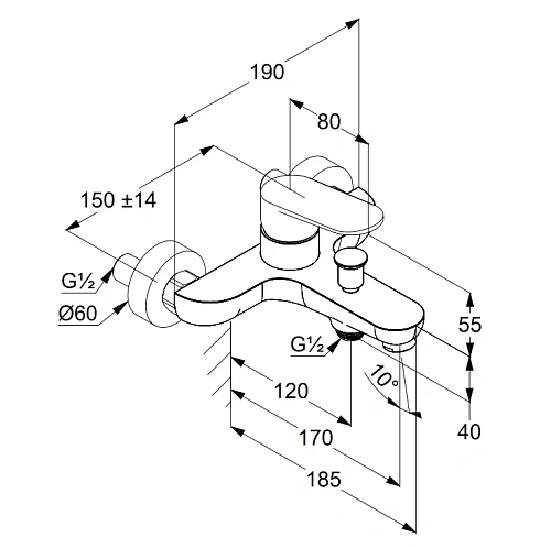Смеситель для ванны Kludi X1 326913975 черный матовый Смеситель для ванны Kludi X1 326913975 черный матовый