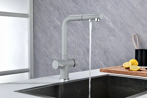 Смеситель для кухни Paulmark SERPENTINE серый дым Se213222-GRS Смеситель для кухни Paulmark SERPENTINE серый дым Se213222-GRS