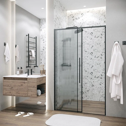 Душевая дверь GROSSMAN Galaxy 100.K33.01.100.21.02 (100x195) черный матовый, стекло шиншилла Душевая дверь GROSSMAN Galaxy 100.K33.01.100.21.02 (100x195) черный матовый, стекло шиншилла