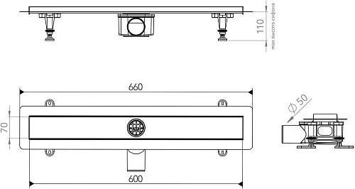 Душевой уголок DIWO Углич 120х80 профиль черный матовый с линейным трапом CK DRAIN AQPP01-60 Inoks 6 594699 Душевой уголок DIWO Углич 120х80 профиль черный матовый с линейным трапом CK DRAIN AQPP01-60 Inoks 6 594699