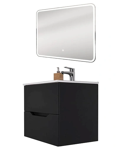 Тумба с раковиной Orange Line Li-100Tub+Ra подвесная, черный матовый Тумба с раковиной Orange Line Li-100Tub+Ra подвесная, черный матовый