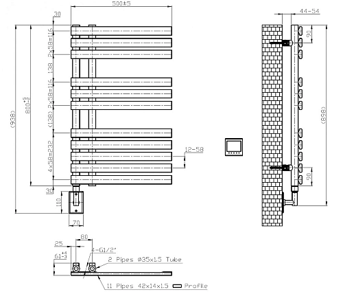 Полотенцесушитель электрический Boheme VENTURO 721-BR BRONZE Полотенцесушитель электрический Boheme VENTURO 721-BR BRONZE