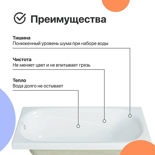 Акриловая ванна DIWO Кострома 170x70 прямоугольная, белая, российская, пристенная с каркасом 568484 Акриловая ванна DIWO Кострома 170x70 прямоугольная, белая, российская, пристенная с каркасом 568484