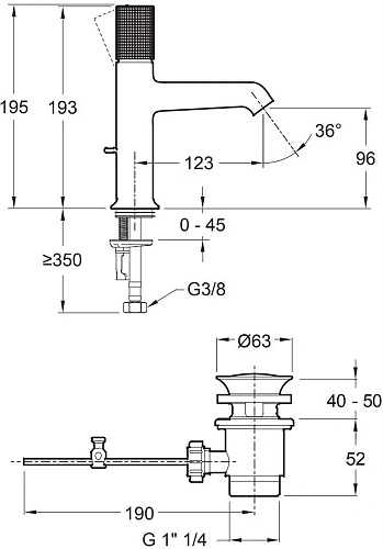 Смеситель для раковины Jacob Delafon Rivoli E24323-CP с донным клапаном Смеситель для раковины Jacob Delafon Rivoli E24323-CP с донным клапаном
