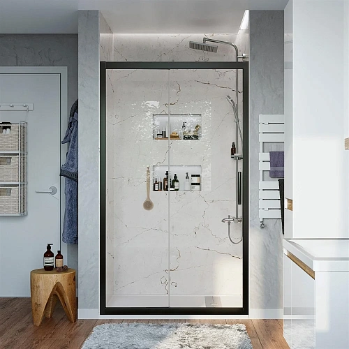 Душевая дверь STWORKI Стокгольм 100 см профиль черный матовый, раздвижная, прозрачное стекло 464471 Душевая дверь STWORKI Стокгольм 100 см профиль черный матовый, раздвижная, прозрачное стекло 464471