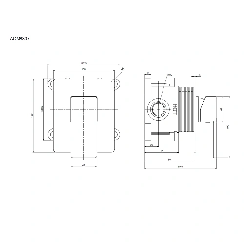 Смеситель для душа AQUAme Savona AQM8807CR встраиваемый, хром Смеситель для душа AQUAme Savona AQM8807CR встраиваемый, хром