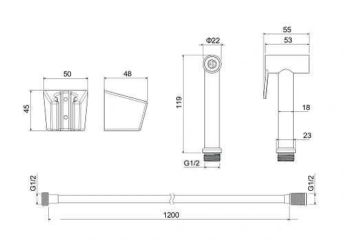 Гигиеническая лейка Aquatek AQ2054CR Хром Гигиеническая лейка Aquatek AQ2054CR Хром