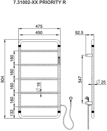 Полотенцесушитель электрический Allen Brau Priority 904х475 7.31002-BN браш никель Полотенцесушитель электрический Allen Brau Priority 904х475 7.31002-BN браш никель