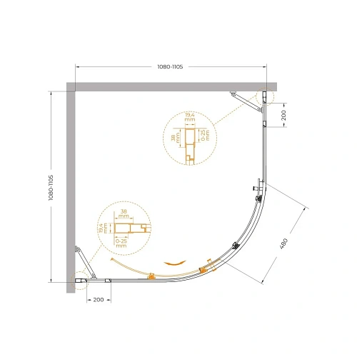 Душевой уголок CEZARES MOLVENO-R-11-90+20-C-Cr-IV 110x110см стекло прозрачное, профиль хром Душевой уголок CEZARES MOLVENO-R-11-90+20-C-Cr-IV 110x110см стекло прозрачное, профиль хром