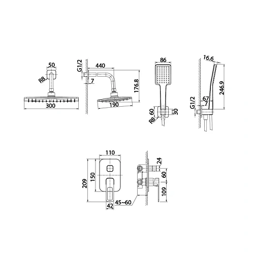 Душевая система IDDIS Slide (SLIBL02i67) скрытого монтажа, черный матовый Душевая система IDDIS Slide (SLIBL02i67) скрытого монтажа, черный матовый