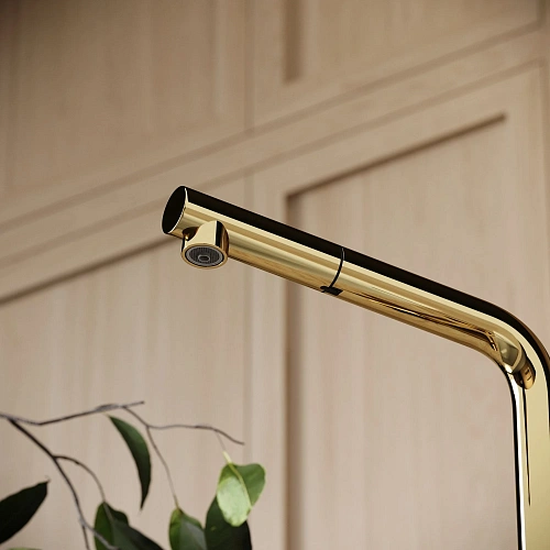 Смеситель для кухни SANCOS Spin SC4015ZG с вытяжным изливом, c краном для фильтрованной воды полированное золото Смеситель для кухни SANCOS Spin SC4015ZG с вытяжным изливом, c краном для фильтрованной воды полированное золото