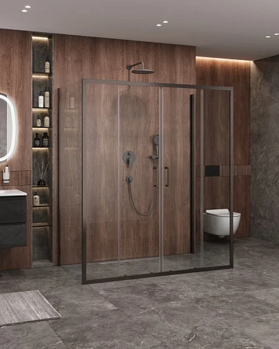 Душевой уголок CEZARES MOLVENO-AH-2/2-170/90-C-GM-IV цвет профиля оружейная сталь стекло прозрачное 1700x900 мм Душевой уголок CEZARES MOLVENO-AH-2/2-170/90-C-GM-IV цвет профиля оружейная сталь стекло прозрачное 1700x900 мм