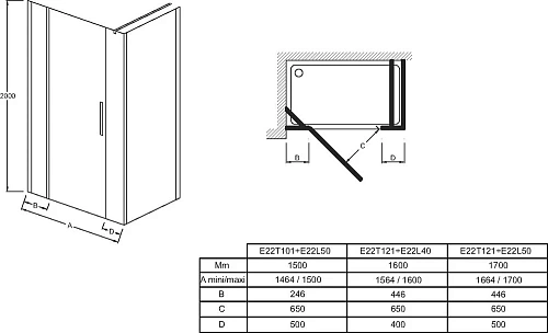 Душевая дверь Jacob Delafon Contra 90х200 см E22T91-GA Душевая дверь Jacob Delafon Contra 90х200 см E22T91-GA