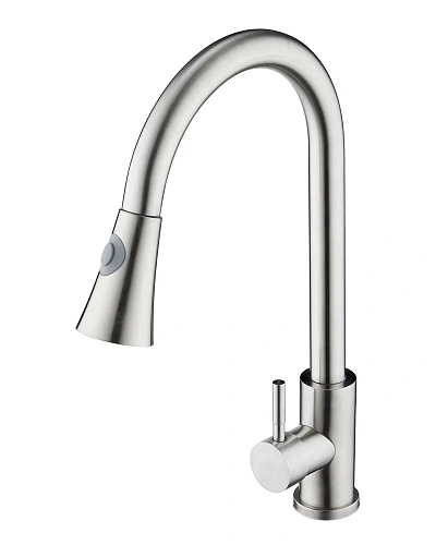 Смеситель для кухни Orange Steel M99-120st с вытяжным изивом, сталь Смеситель для кухни Orange Steel M99-120st с вытяжным изивом, сталь