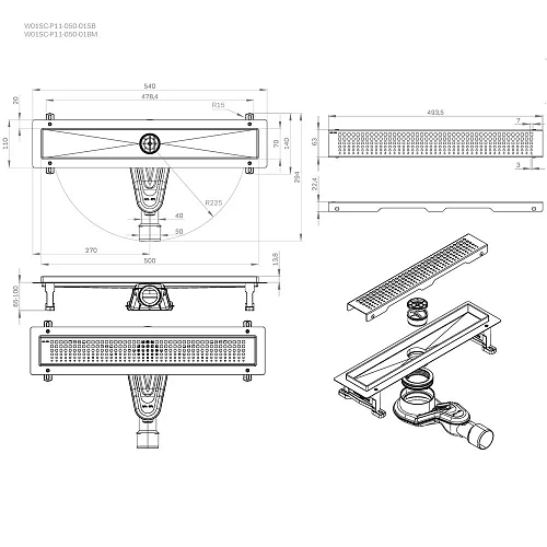 Душевой лоток AM.PM Master Flow W01SC-P11-050-01SB Cut Gradient 50см, сталь матовая Душевой лоток AM.PM Master Flow W01SC-P11-050-01SB Cut Gradient 50см, сталь матовая