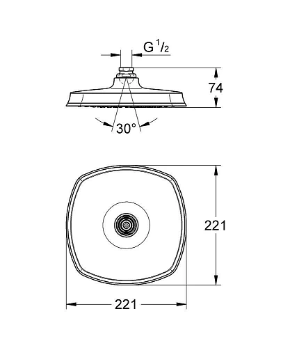 Верхний душ GROHE Rainshower Grandera, 1 режим, 220х200 мм, хром/золото (27974IG0) Верхний душ GROHE Rainshower Grandera, 1 режим, 220х200 мм, хром/золото (27974IG0)
