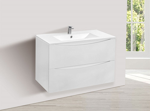 Тумба под раковину Vincea Mia 800 подвесная, 2 выкатных ящика soft close, G.White VMC-2MC800GW Тумба под раковину Vincea Mia 800 подвесная, 2 выкатных ящика soft close, G.White VMC-2MC800GW