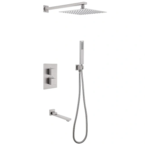 Душевая система ABBER Daheim AF8250SP скрытого монтажа с изливом, термостат, сатин Душевая система ABBER Daheim AF8250SP скрытого монтажа с изливом, термостат, сатин