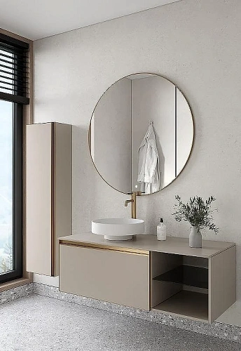 Тумба под раковину Armadi Art QUATRO 6 120см (80+40) CASHMERE профиль MATT GOLD 790-M6-120-CM-MG Тумба под раковину Armadi Art QUATRO 6 120см (80+40) CASHMERE профиль MATT GOLD 790-M6-120-CM-MG