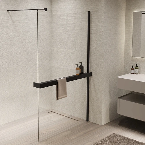 Душевая перегородка Vincea Walk-In VSW-1HR110CLB 1100x2000 черный, стекло прозрачное Душевая перегородка Vincea Walk-In VSW-1HR110CLB 1100x2000 черный, стекло прозрачное