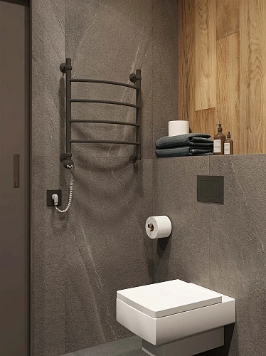 Полотенцесушитель электрический EWRIKA Сафо D 60х50 L, чёрный матовый 465621 Полотенцесушитель электрический EWRIKA Сафо D 60х50 L, чёрный матовый 465621