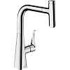 Картинка анонса товара «смеситель для кухни hansgrohe metris select m71 240, с вытяжным изливом, 1jet, sbox 73802000, хром»