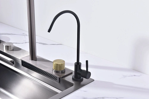 Кухонная мойка ArtDecco Elegant Flow 68 AEF116846 графит, из нержавеющей стали Кухонная мойка ArtDecco Elegant Flow 68 AEF116846 графит, из нержавеющей стали