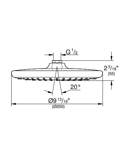 Верхний душ GROHE Tempesta 250, круглый (низ-хром, верх-белый), хром (26666000) Верхний душ GROHE Tempesta 250, круглый (низ-хром, верх-белый), хром (26666000)