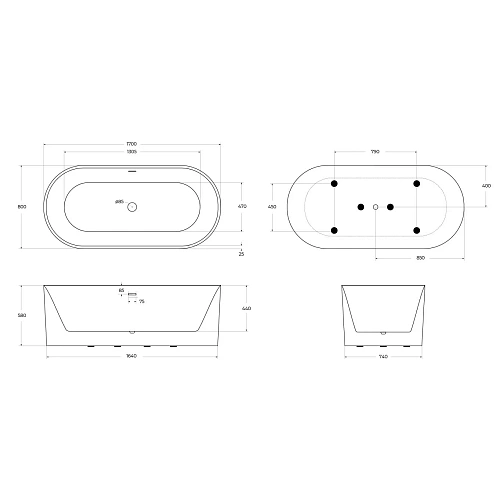 Ванна отдельностоящая BelBagno BB705-1700-800 1700x800 акриловая Ванна отдельностоящая BelBagno BB705-1700-800 1700x800 акриловая