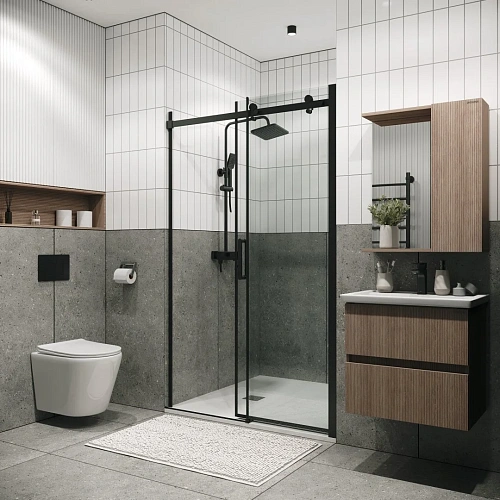 Душевая дверь GROSSMAN Classic 100.K33.04.130.21.00 (130x195) черный матовый, стекло прозрачное Душевая дверь GROSSMAN Classic 100.K33.04.130.21.00 (130x195) черный матовый, стекло прозрачное