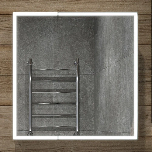 Зеркальный шкаф STWORKI Стокгольм МВК082 80, с подсветкой, прямоугольное, белое, в стиле лофт, навес 541623 Зеркальный шкаф STWORKI Стокгольм МВК082 80, с подсветкой, прямоугольное, белое, в стиле лофт, навес 541623