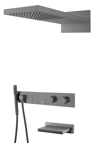 Душевая система Boheme ZODIAC с термостатом GUN METAL встраиваемая 133-2-GM Душевая система Boheme ZODIAC с термостатом GUN METAL встраиваемая 133-2-GM
