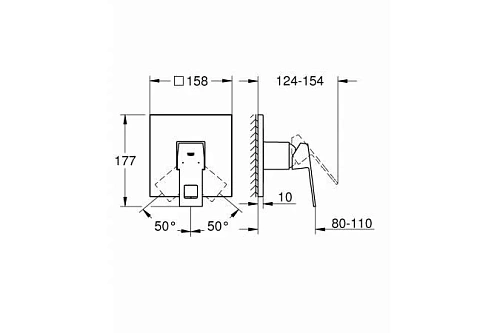 Смеситель для душа GROHE Eurocube, хром (24061000) Смеситель для душа GROHE Eurocube, хром (24061000)