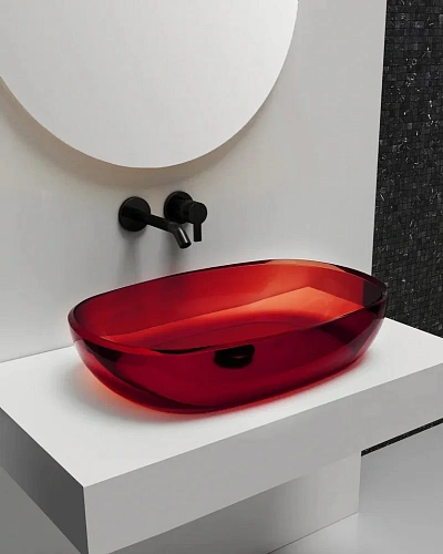 Раковина ABBER Kristall AT2805Rubin накладная, прозрачная, красная Раковина ABBER Kristall AT2805Rubin накладная, прозрачная, красная