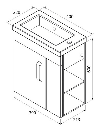 Тумба с раковиной IDDIS Torr 40 подвесная белая полки справа (TOR40WRi95K) Тумба с раковиной IDDIS Torr 40 подвесная белая полки справа (TOR40WRi95K)