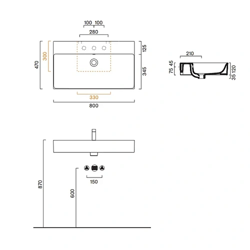 Раковина Catalano Premium 0220800001 80x47, белый глянцевый Раковина Catalano Premium 0220800001 80x47, белый глянцевый