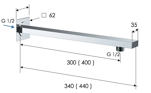 Кронштейн верхнего душа Remer 348Q30CFP, черный брашированный хром 30 см Кронштейн верхнего душа Remer 348Q30CFP, черный брашированный хром 30 см