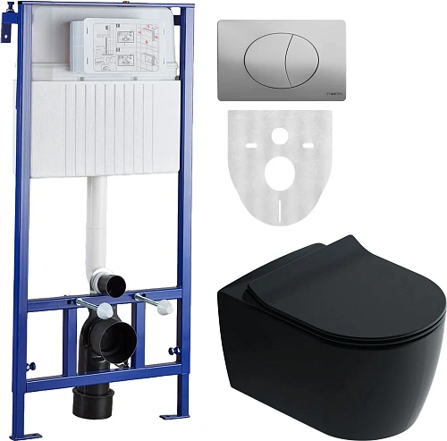 Комплект Унитаз подвесной STWORKI Ноттвиль SETK3104-2616 безободковый, с микролифтом, черный + Систе 587878 Комплект Унитаз подвесной STWORKI Ноттвиль SETK3104-2616 безободковый, с микролифтом, черный + Систе 587878