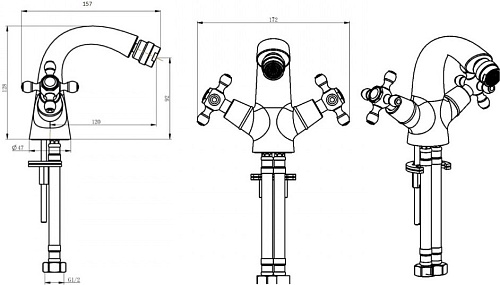 Смеситель для биде Boheme SATINE 316-ST Бронза Смеситель для биде Boheme SATINE 316-ST Бронза