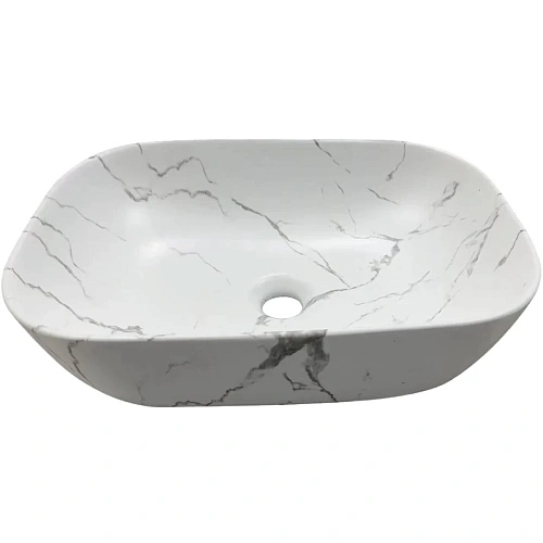 Раковина Ceruttispa CR8217MMW 500х395х145 накладная, мрамор матовый белый, прямоугольная Раковина Ceruttispa CR8217MMW 500х395х145 накладная, мрамор матовый белый, прямоугольная