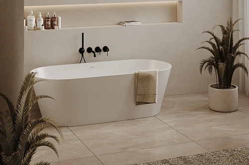 Ванна отдельностоящая ABBER AS9622 165x70 универсальная, белая матовая, искусственный камень Ванна отдельностоящая ABBER AS9622 165x70 универсальная, белая матовая, искусственный камень