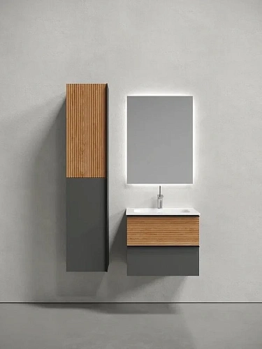 Тумба под раковину Sancos Delta DL60GR 590х445х500 дуб красный/графит, подвесная Тумба под раковину Sancos Delta DL60GR 590х445х500 дуб красный/графит, подвесная