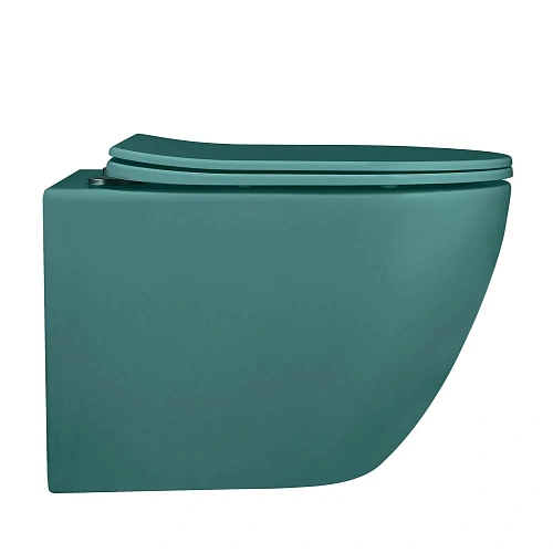 Унитаз подвесной ABBER Bequem AC1101MBG темно-зеленый матовый, безободковый с крышкой микролифт Унитаз подвесной ABBER Bequem AC1101MBG темно-зеленый матовый, безободковый с крышкой микролифт