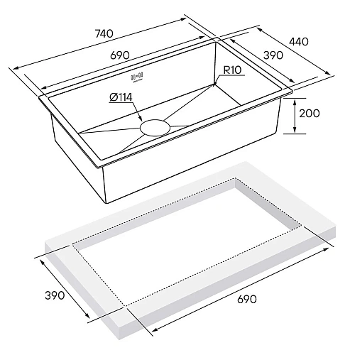 Кухонная мойка Paulmark GERBERG 74 UNI, PM257444-BS, брашированная 740х440мм Кухонная мойка Paulmark GERBERG 74 UNI, PM257444-BS, брашированная 740х440мм