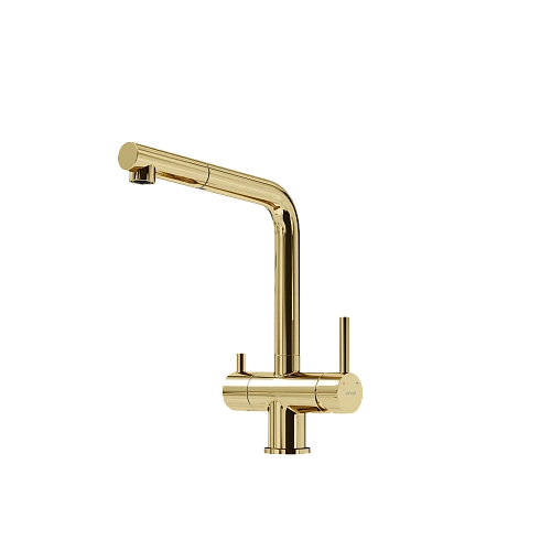 Смеситель для кухни SANCOS Spin SC4015ZG с вытяжным изливом, c краном для фильтрованной воды полированное золото Смеситель для кухни SANCOS Spin SC4015ZG с вытяжным изливом, c краном для фильтрованной воды полированное золото